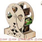 Rueda fotográfica cortada con láser SVG, plantilla digital de carrusel