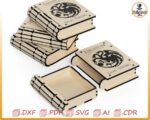 Laser cutting template for mini book box: SVG, DXF, PDF