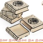 Laser cutting template for mini book box: SVG, DXF, PDF