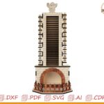 Archivo cortado con láser del calendario de Adviento de la chimenea de Papá Noel (SVG, DXF, PDF)