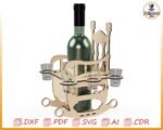 Silla mecedora con soporte para botellas de vino y vasos de chupito cortada con láser | Archivo SVG digital para CNC y Glowforge - Imagen 3