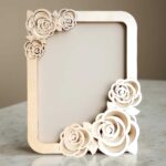 Portafotos con diseño de rosas para corte láser, archivos digitales para MDF