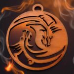 Archivo digital Dragon Yin Yang para corte láser en MDF 3mm, diseño decorativo espiritual