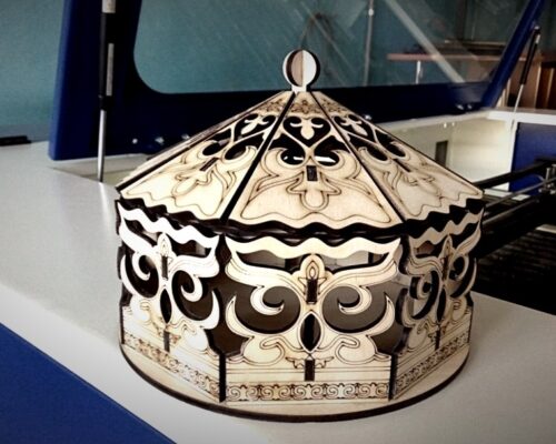 Cesta decorativa de madera con tapa para corte láser, archivo digital para MDF