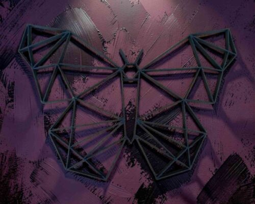 Arte geométrico mural con mariposas — archivo para corte láser