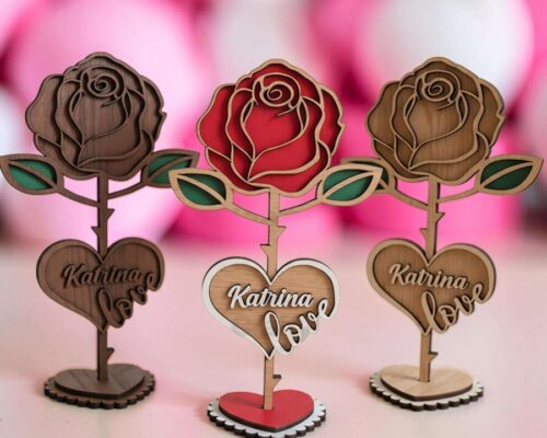 Plantilla de flor 3D multicapa cortada con láser para San Valentín, para el dia de la Madre