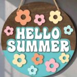 Letrero rústico floral 'Hola' para puerta — Archivo digital para corte láser