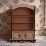 Armario miniatura para casa de muñecas con estantes y cajones - archivo para corte láser