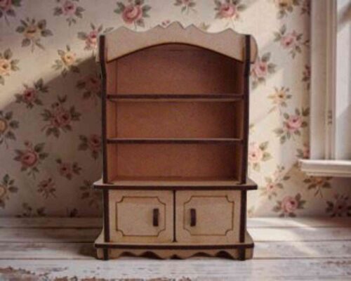 Armario miniatura para casa de muñecas con estantes y cajones - archivo para corte láser