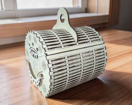 Cesta decorativa de madera - archivo para corte láser (CDR/AI/DXF/SVG)