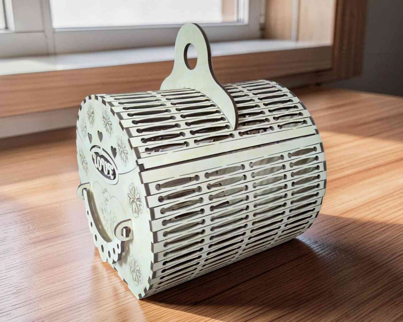 Cesta decorativa de madera Cesta decorativa de madera - archivo para corte láser (CDR/AI/DXF/SVG) - Imagen 1