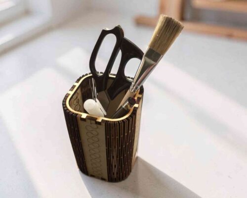 Portaplumas láser sin pegamento (madera contrachapada 4 mm) – archivos .cdr .ai .dxf .svg