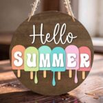 Cartel rústico 'Hola, verano' para puerta — archivo para corte láser