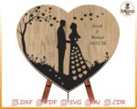 Puzzle corazón personalizable para corte láser | Archivos SVG, DXF, DWG, PDF para CNC