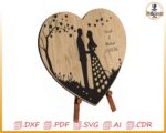 Puzzle corazón personalizable para corte láser | Archivos SVG, DXF, DWG, PDF para CNC - Imagen 6
