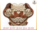 Caja mecánica corazón explosivo — archivo digital para corte láser y CNC