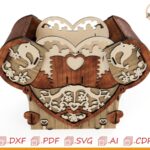 Caja mecánica corazón explosivo — archivo digital para corte láser y CNC