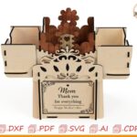 Caja de regalo mecánica explosiva - Archivos SVG, DXF, CDR para corte láser (Día de la Madre)