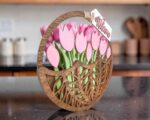 Letrero de puerta «Cesta de Tulipanes» - archivo para corte láser (CDR, AI, DXF, SVG) - Imagen 2
