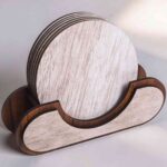 Posavasos redondos de madera con soporte – archivos para corte láser