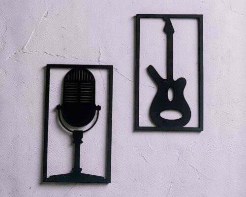 Arte mural guitarra y micrófono - archivo para corte láser (CDR/AI/DXF/SVG)