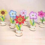 Flores 3D de madera para pintar — Manualidades primaverales infantiles (archivo láser)