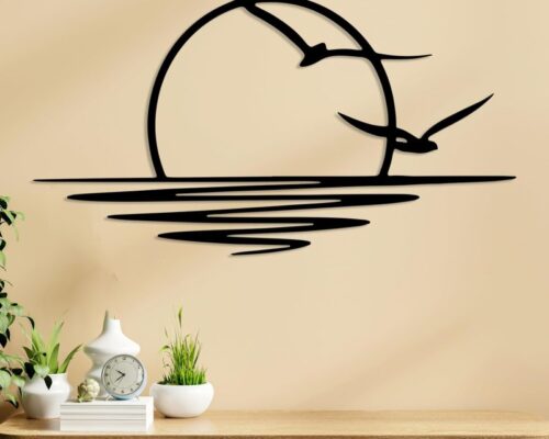 Decoración mural abstracta Amanecer/Atardecer – archivo para corte láser