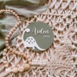 Placa de nacimiento dinosaurio – archivo para corte láser