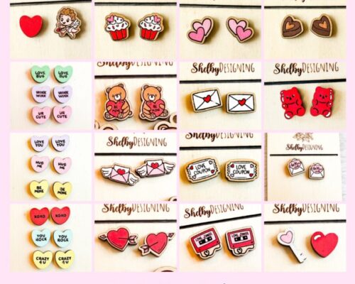 Pendientes San Valentín para corte láser SVG DXF – Mega paquete 22 pares para MDF y CNC