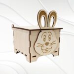 Caja regalo de Pascua con conejo, diseño para corte láser CNC, descarga digital (SVG DXF PDF)
