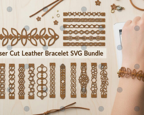 Pulsera de cuero para corte láser - Pack de diseños SVG, AI, EPS, DXF, PNG