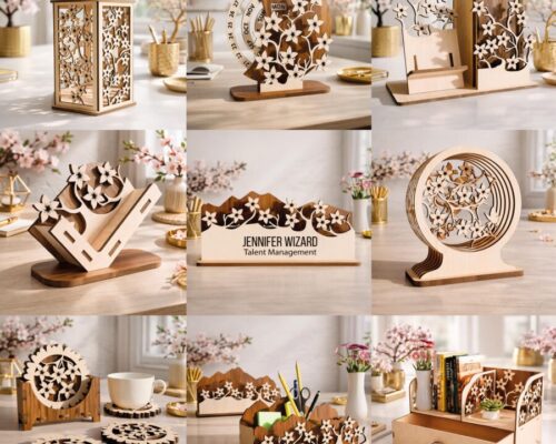 Pack Sakura para corte láser - archivos SVG/DXF para MDF, CNC y decoración de escritorio