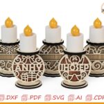 Portavelas farol de madera personalizable - Archivo SVG para corte láser CNC (descarga digital)